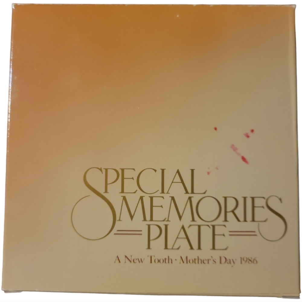 Vtg 86 Avon Mother's Day Plate A New Tooth Porcelain 22 Kt Gold NIB - Picture 5 of 6